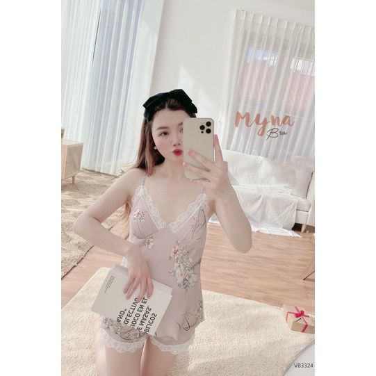 Set lụa choàng hoạ tiết hoa mát mịn 3324