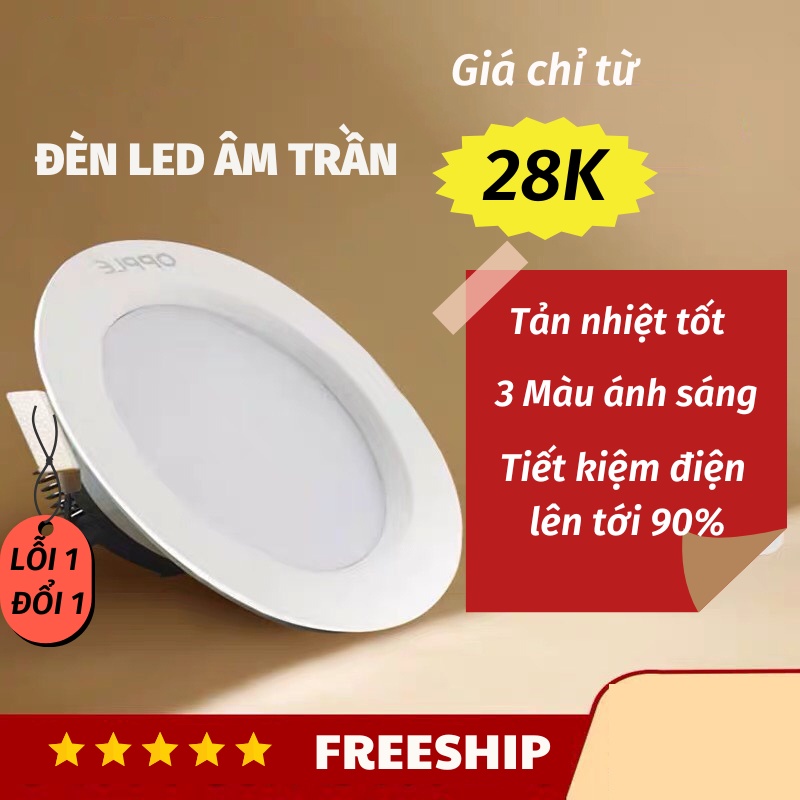 Đèn Âm Trần Đèn LED Trang Trí Trần Nhà 3 Chế Độ Ánh Sáng DEN TOKI