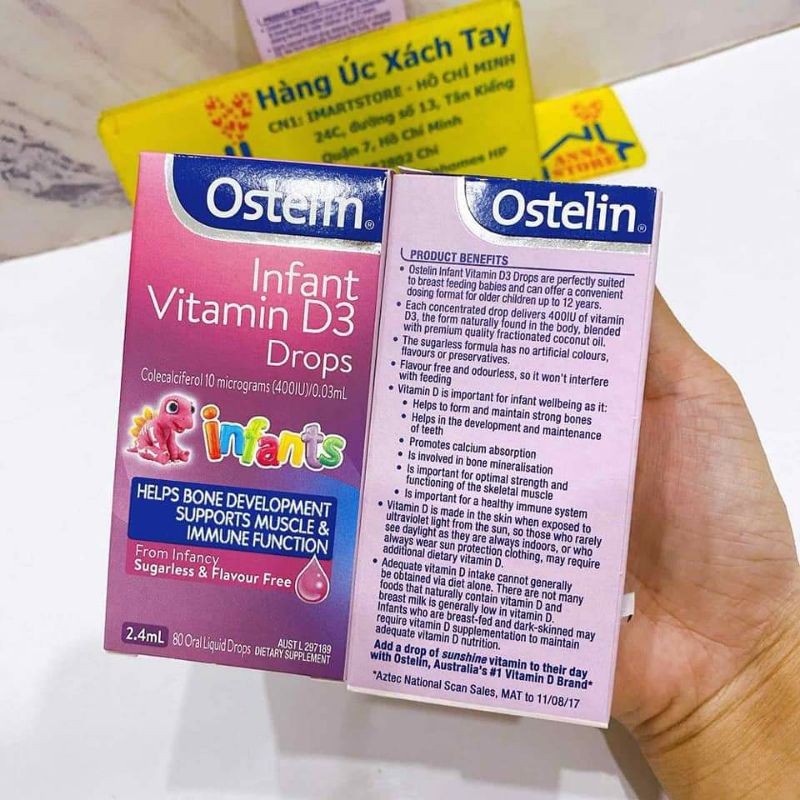 Vitamin D3 Ostelin, Siro Ostelin Infant 2,4ml Giúp Bé Hấp Thụ Canxi Hệ Miễn Dịch Khỏe Mạnh
