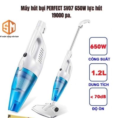 Máy hút bụi PERFECT SV07 650W lực hút 19000 pa. Hút bụi với thiết kế 2 trong 1 có tay cầm, tiện lợi, nhỏ GỌN