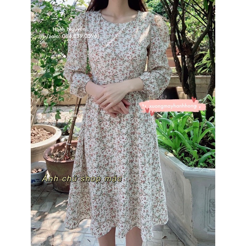 [Video/Ảnh Thật] Váy Hoa Cỏ - Váy hoa nhí dáng dài 2 lớp thắt nơ eo Vintage - Xưởng May Hạnh Hồng | BigBuy360 - bigbuy360.vn