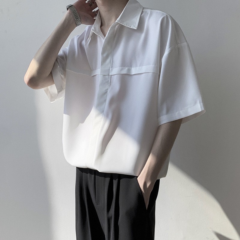 Áo sơ mi nam trắng ngắn tay form rộng, áo sơ mi nam thể thao thời trang dạo phố mùa hè freeship mã SM07 | BigBuy360 - bigbuy360.vn
