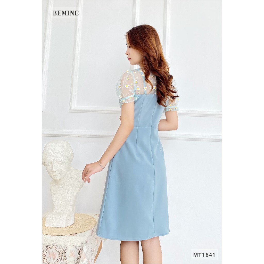 Đầm đính nút lệch phối cổ BEMINE MT1641XANH | BigBuy360 - bigbuy360.vn