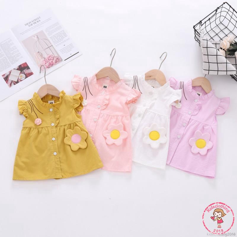 【COD】Đầm bé gái in hoạt hình xinh xắn phong cách mùa hè