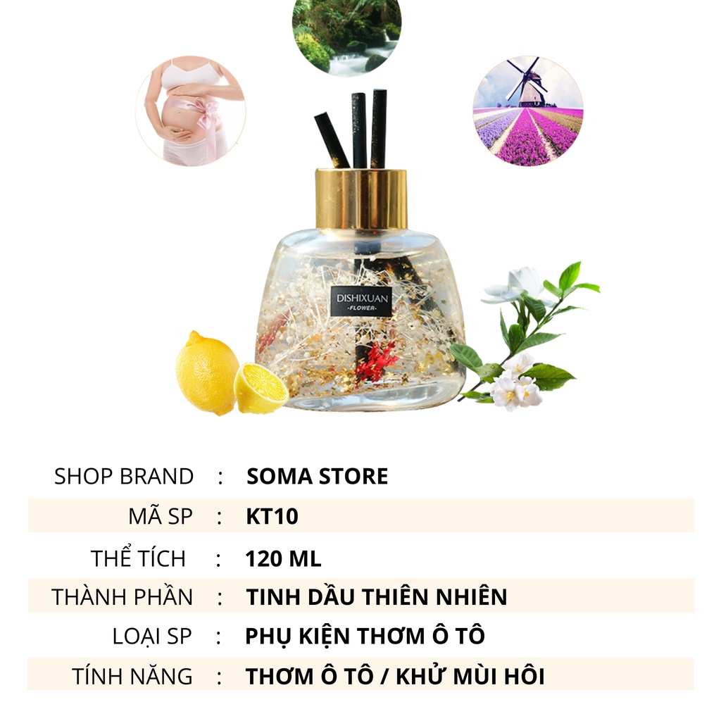 Nước Hoa Ô Tô Tinh Dầu Thơm Xe Hơi Thiên Nhiên 120ML Thơm Phòng Ngủ Đế Cao Su Chống Trượt KT10