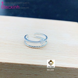 Nhẫn bạc Ý 925 Bạc Xinh Huệ Ngân - Nhẫn mảnh xinh hai hàng free size RR1308
