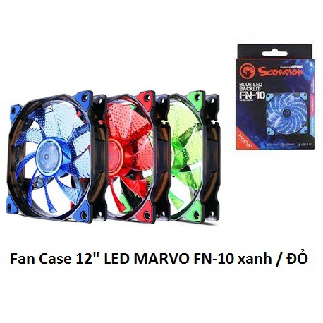 [Mã ELFLASH5 giảm 20K đơn 50K] QUẠT TẢN NHIỆT THÙNG MÁY CPU FAN CASE 12 INCH MARVO FN 10 CÓ ĐÈN LED XANH , ĐỎ