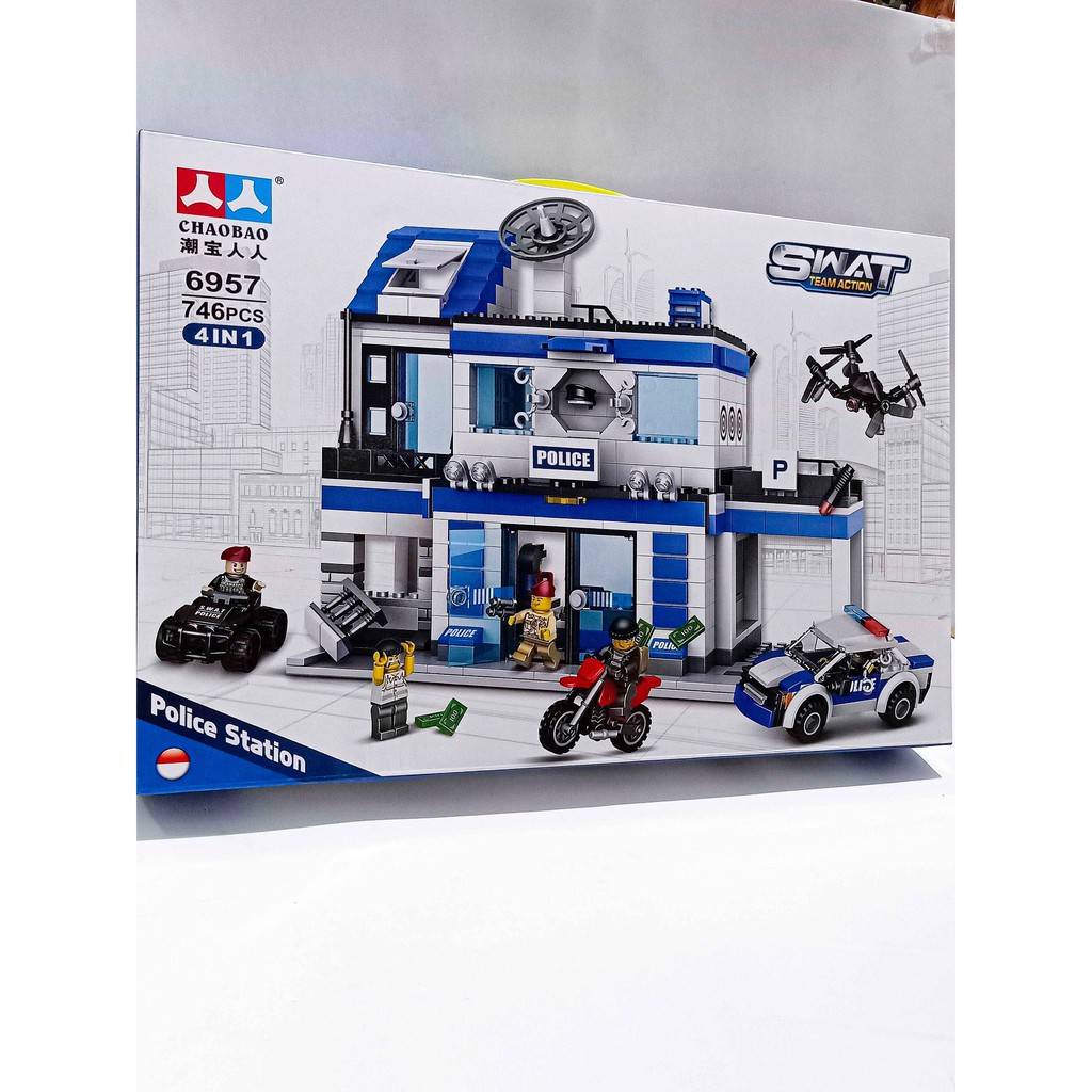 Lego trụ sở  cảnh sát - đồ chơi xếp hình lắp ráp xe ngôi nhà cảnh sát 6957