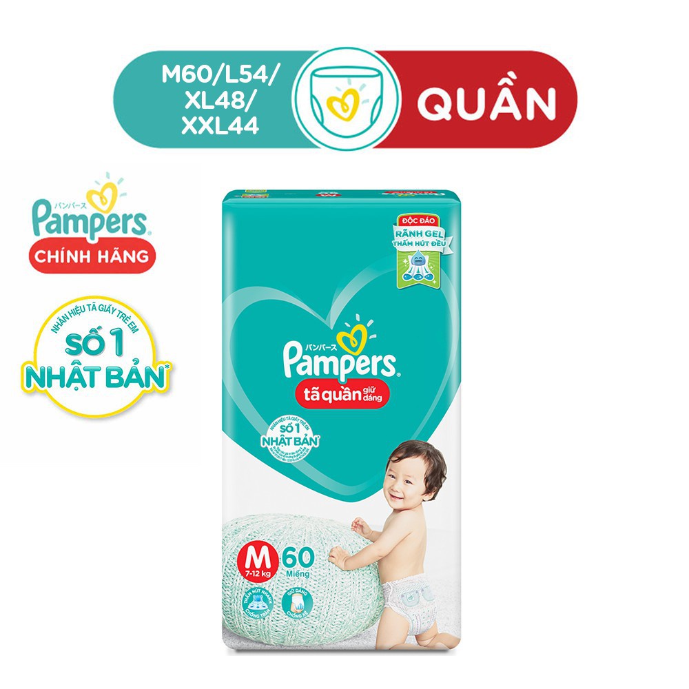 Bỉm Tã Quần Pampers Giữ Dáng Size M60-M40-M74 Miếng (7-12kg)