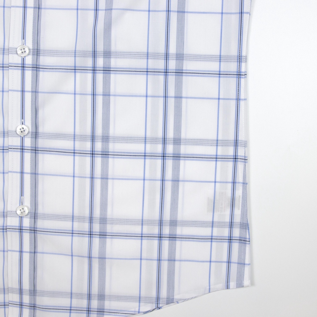 Áo Sơ Mi Vĩnh Tiến Dài Tay Dáng Slim Fit Vạt Bầu Vải Sọc Caro Bamboo 465 - G539