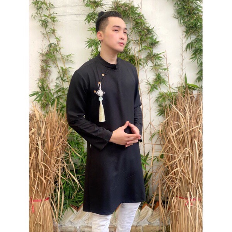 Áo dài nam trơn kèm ngọc bội