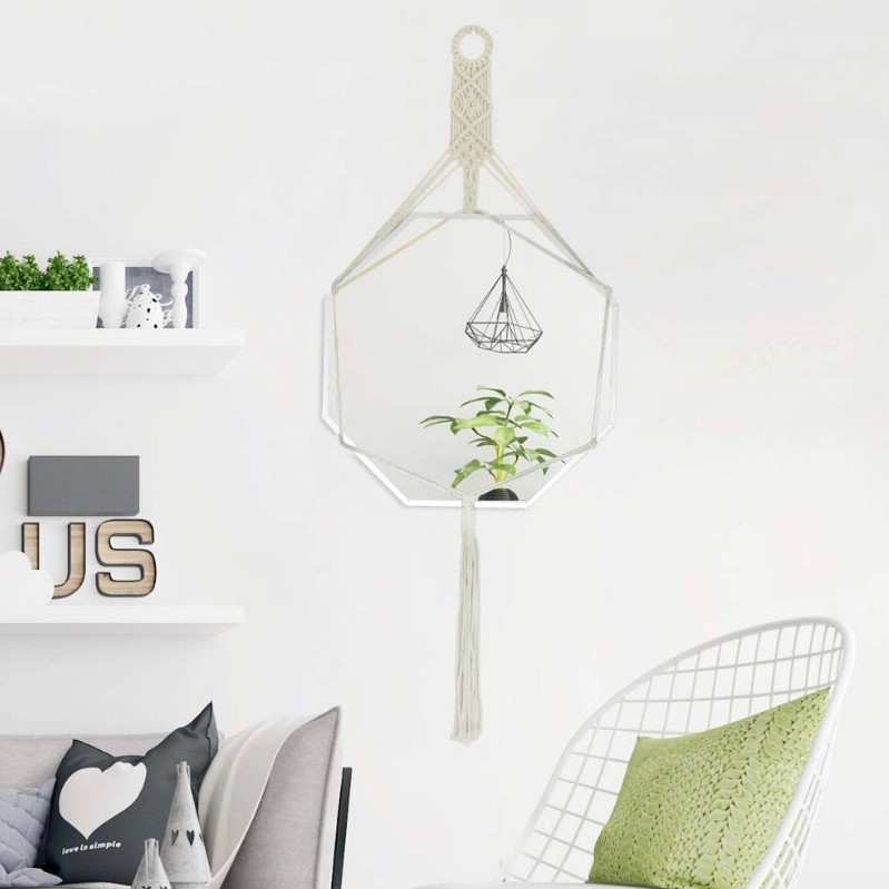 Gương bát giác gương treo tường gương trang trí gương decor gương 3D gương macrame