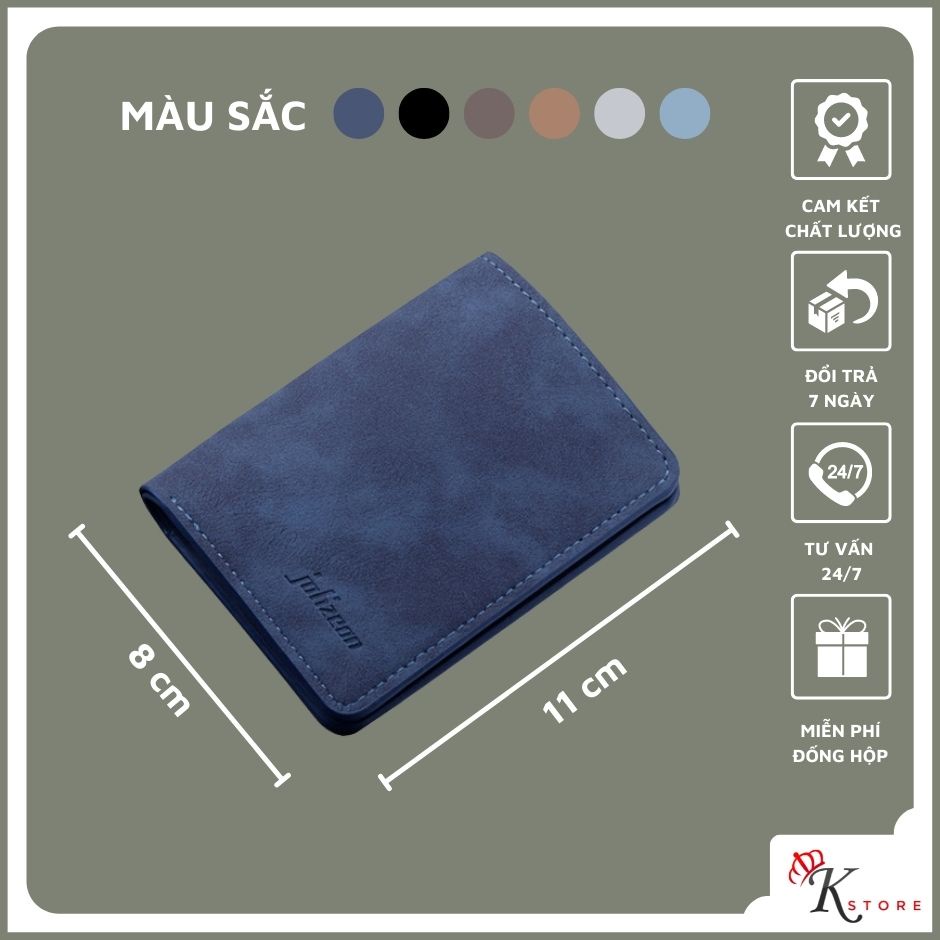 Ví nam cầm tay mini dáng đứng cao cấp bóp da nam nhỏ gọn nhiều ngăn thời trang