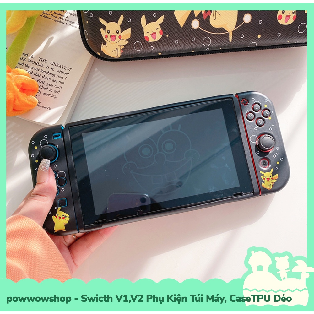 [Sẵn VN - Hỏa Tốc] Switch V1,V2 Phụ Kiện Túi Máy, Case Ốp TPU Dẻo Cho Máy Game Cầm Tay Nintendo Switch V1,V2 Black Pika