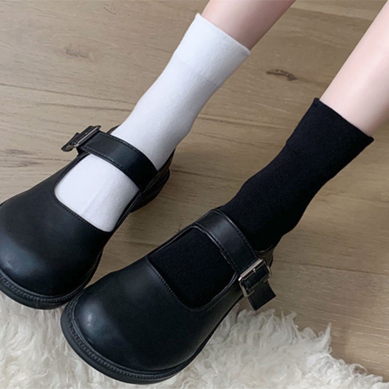 Đôi vớ FHYL cổ cao màu đen/ trắng/ kem thời trang mùa hè đơn giản dành cho nữ