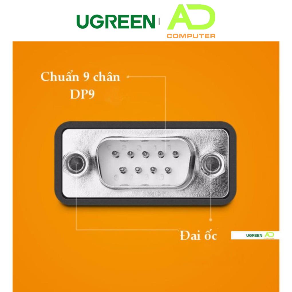 Cáp chuyển đổi UGREEN US229 USB 2.0 sang COM RS232 đầu đực, chuẩn DB9, dài 1.5m