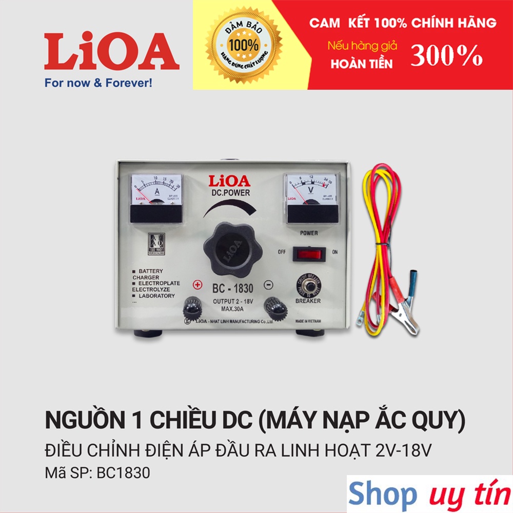 [CHÍNH HÃNG] Máy nạp ắc quy LiOA BC1830 - Máy sạc bình ắc quy LiOA 12V dòng 30A cho oto, xe máy, máy xúc, máy cẩu