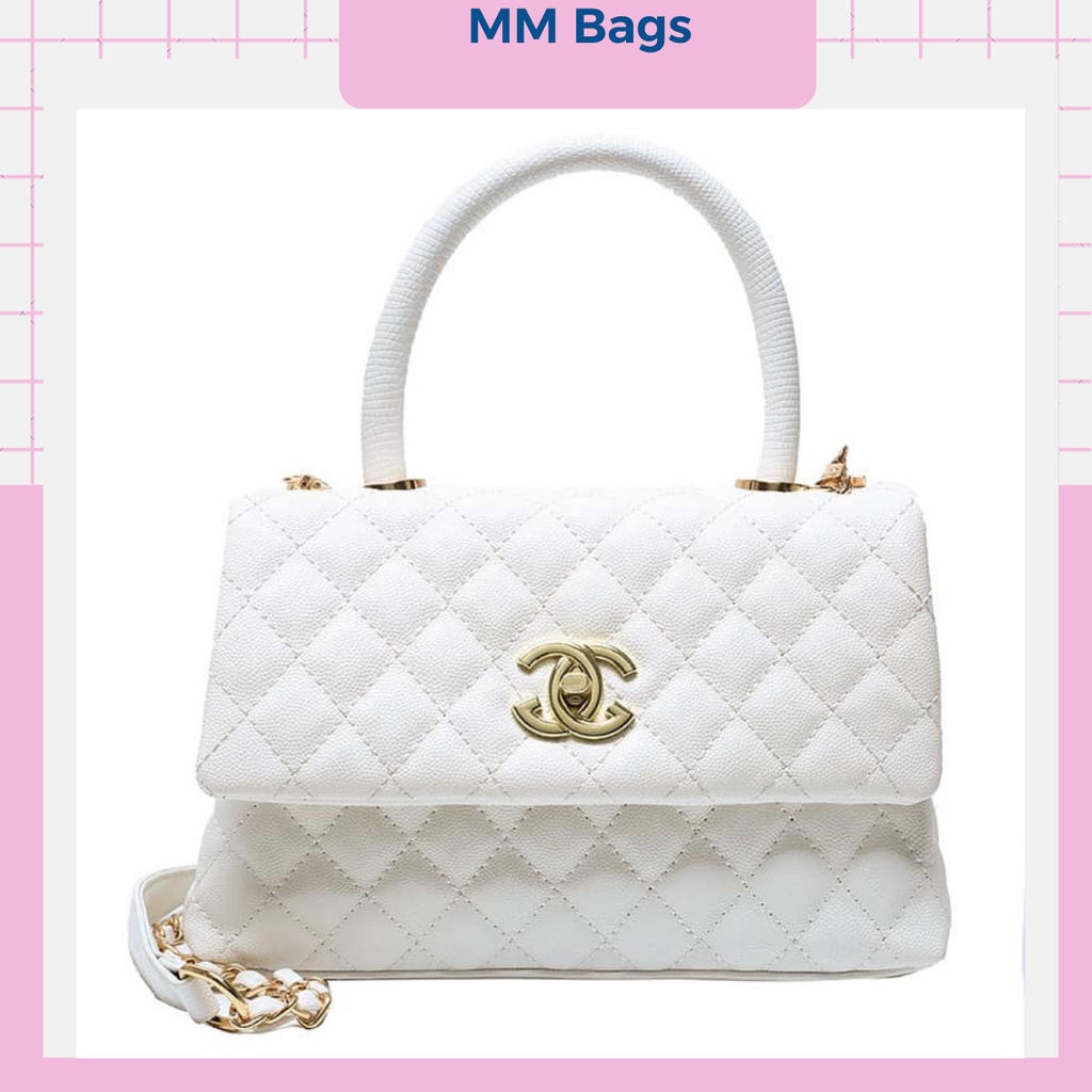 Túi xách đeo chéo nữ trần trám da hạt quai xách logo xích đồng size 33 da đẹp