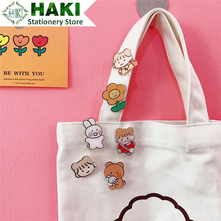 Huy hiệu cài áo balo HAKI, ghim cài áo hoạt hình cute dễ thương đáng yêu