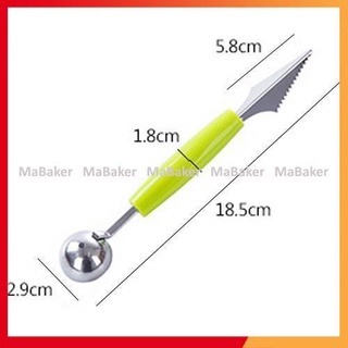 thìa khắc tỉa nạo hoa quả 2 đầu đa năng - Dụng cụ muỗng tạo hình trái cây 18 cm