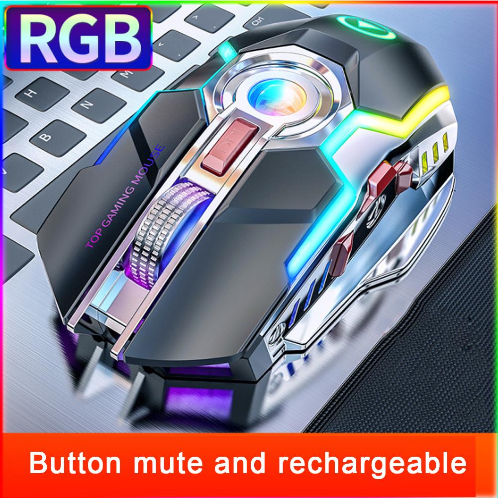 Chuột chơi game quang USB Chuột không dây có thể sạc lại 7 phím RGB LED Backlit USB 2.4G cho máy tính xách tay