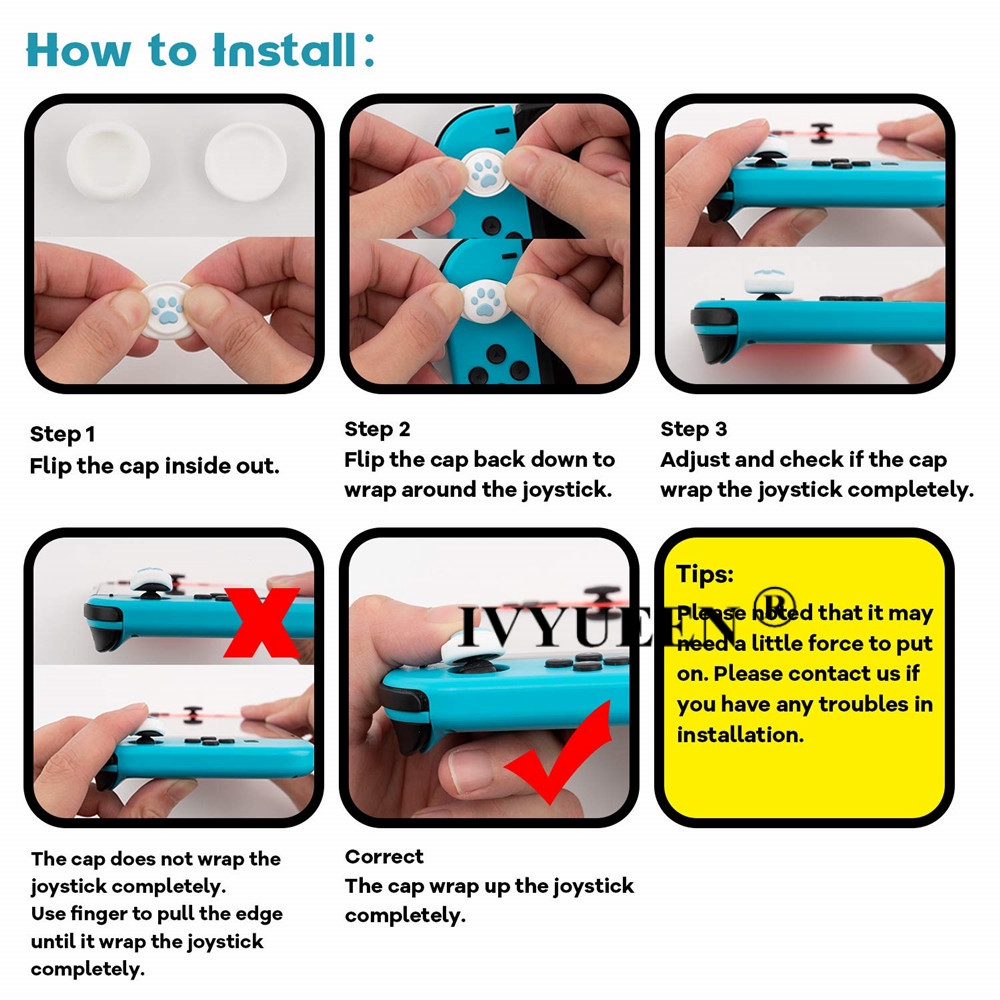 1 nắp đậy nút điều khiển hình dấu chân mèo cho Nintendo Switch Joy Con Lite