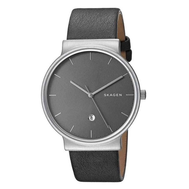 Đồng hồ nam dây da đen Skagen men Grey SKW6320 Quartz 40mm