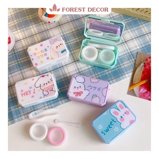 Hộp đựng lens, khay đựng lens có gương hình gấu cute FD044