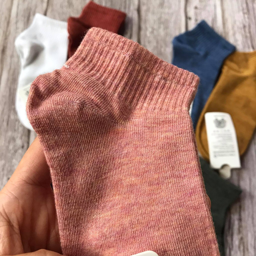 Tất cổ trung cho nữ 𝑭𝒓𝒆𝒆𝒔𝒉𝒊𝒑Lố 10 đôi tất nữ màu muối tiêu cổ trung cotton dệt chuẩn đẹp