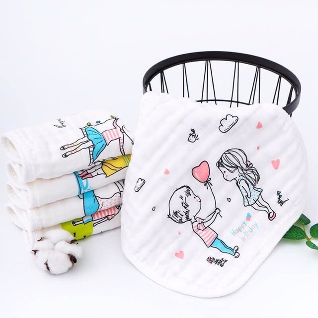 Set 5 khăn mặt xô 6 lớp mịn đẹp cho bé