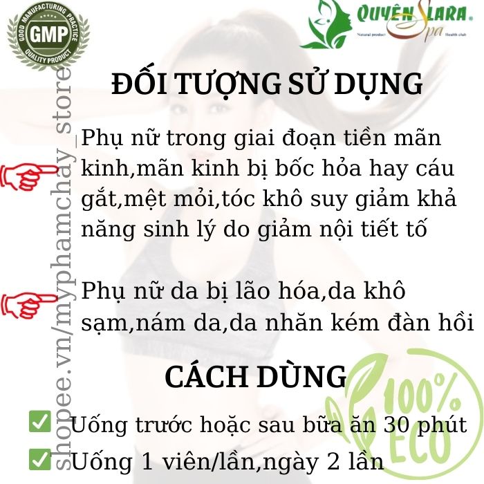 Viên Uống Nội Tiết Nữ Sắc Nữ Vương QUYÊN LARA Hộp 30 Viên Giúp Tăng Nội Tiết Tố Nữ Và Sức Khỏe Sinh Lý Phụ Nữ