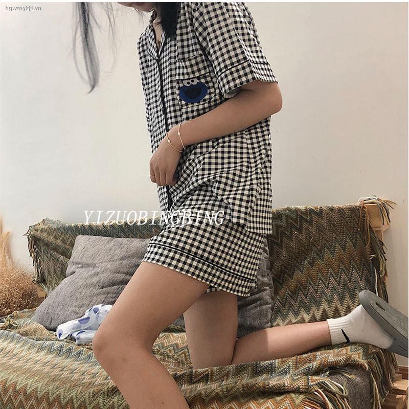 Set Đồ Bộ Ngắn Tay Họa Tiết Ca Rô Phong Cách Nhật Bản Dành Cho Nữ | BigBuy360 - bigbuy360.vn