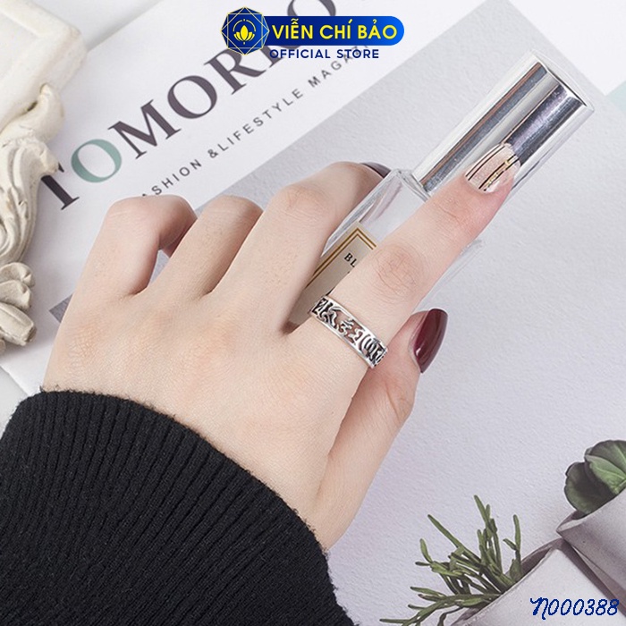 Nhẫn bạc nữ Lục tự thần chú Om mani padme hum bạc Thái 925 thời trang phụ kiện trang sức nữ Viễn Chí Bảo N000388