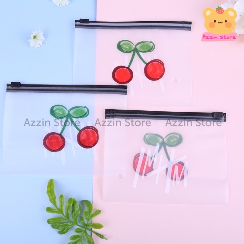 Túi Zip Hoạ Tiết Cherry Trong Suốt Dễ Thương 10x15cm Azzin Store