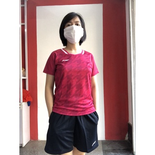 Áo cầu lông nữ Lining 8233 (xanh - hồng)