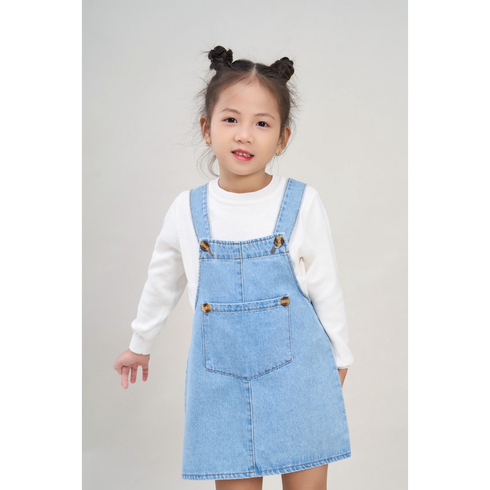 Yếm liền thân bé gái YODY chất liệu jeans dáng suông rộng có túi xinh xắn KID4341
