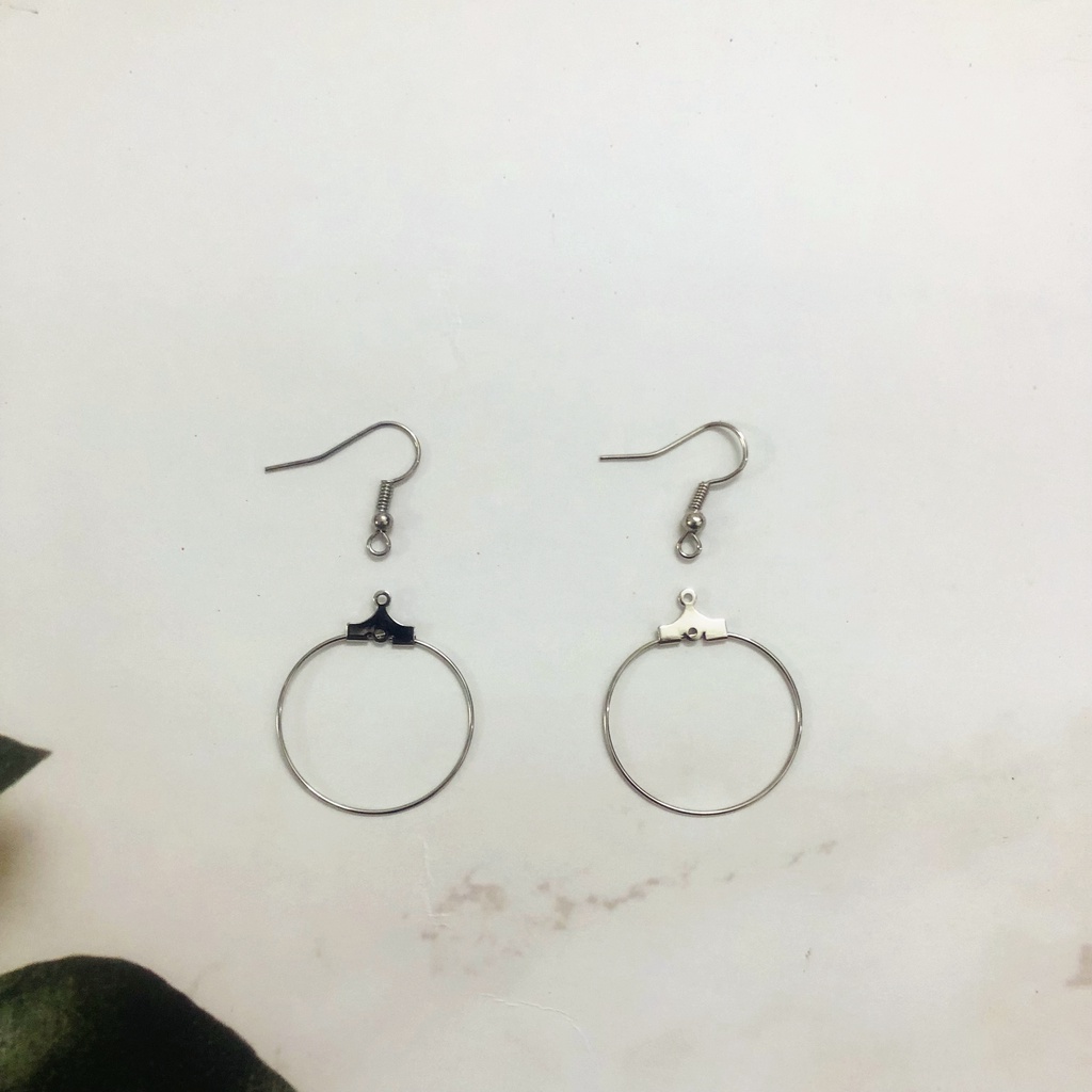 Khoen Tròn Móc Câu Làm Bông Tai Handmade Màu Bạc - Tự Làm Phụ Kiện Trang Sức Thời Trang