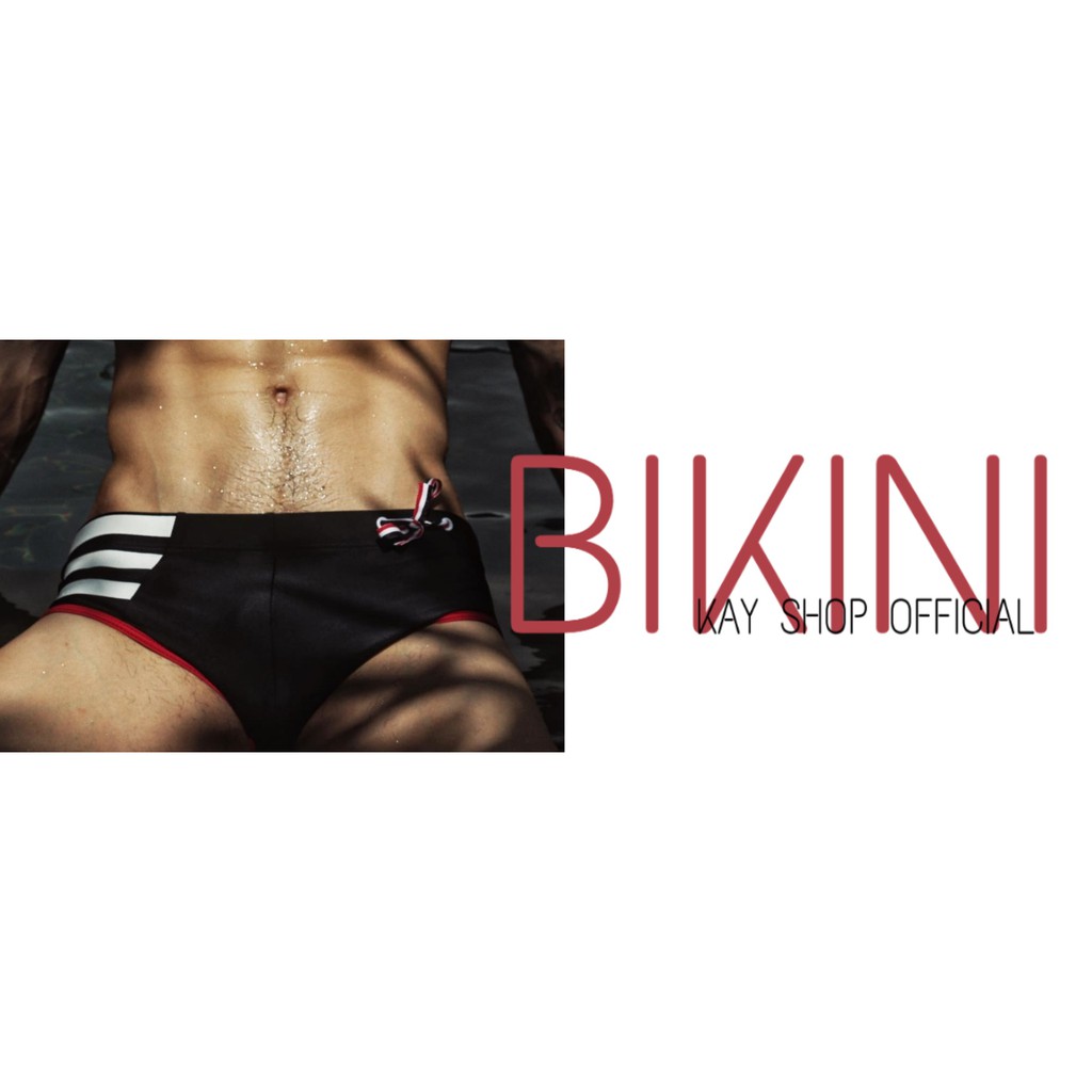 [HOT] Quần bơi nam cao cấp kiểu boxer cột dây một bên - Bikini nam cực hot thun poly co dãn thoải mái bơi lội