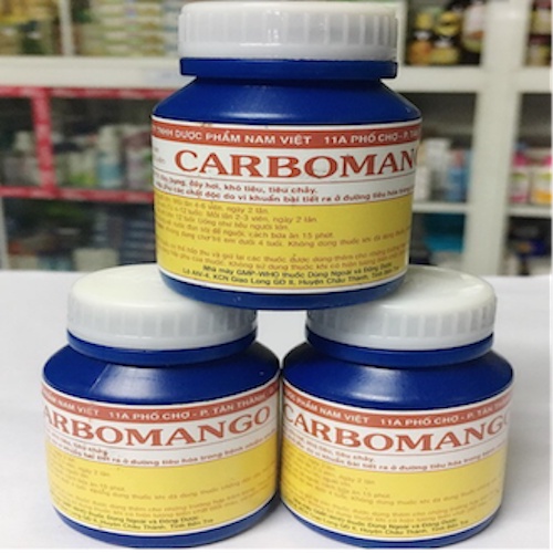 Carbomango đau bụng, đầy bụng, khó tiêu, tiêu chảy - chai 100 viên nén