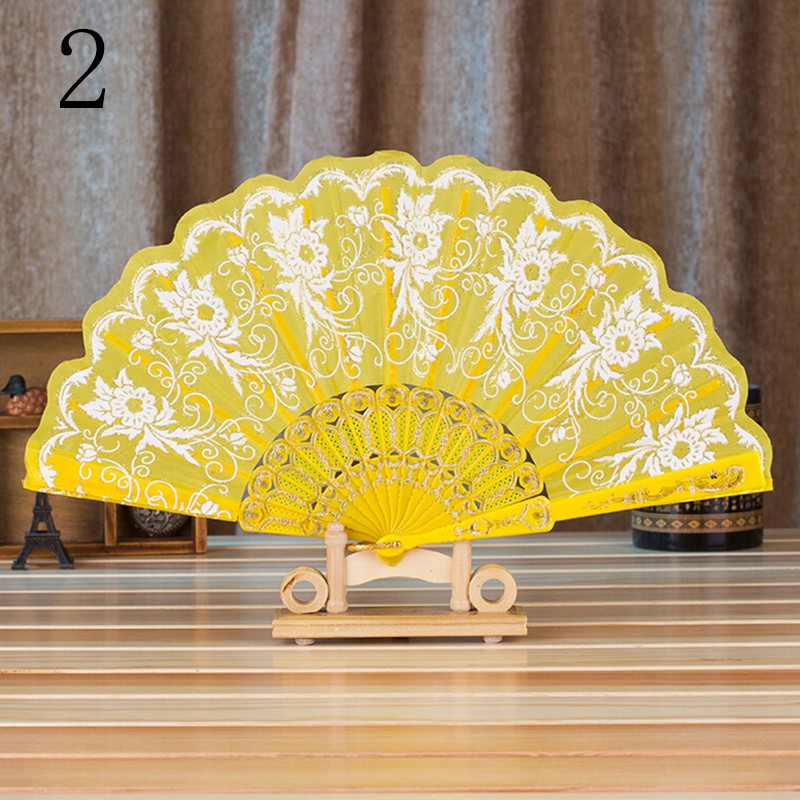 1 Chiếc Quạt Xếp Bằng Vải Ren Hoa Polyester 7