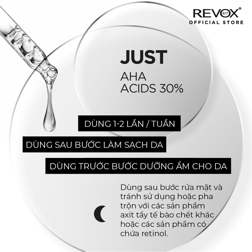 Tinh chất tẩy tế bào chết cho da mặt Revox B77 Just - AHA Acids 30% - 30ml