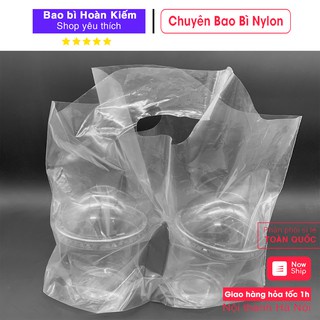 [NHẬN IN TÚI ]Túi Nilong 2 Ngăn Đựng Trà Sữa, túi Đựng cốc Cafe mang về, Túi Cốc Giá Rẻ cho shop cốc sinh tố bán mang về