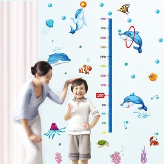 [ Nhiều mẫu] Decal DIY dán tường 3D thước đo baby