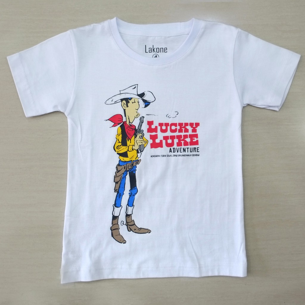 Áo Thun Màu Trắng In Chữ Lucky Luke 2