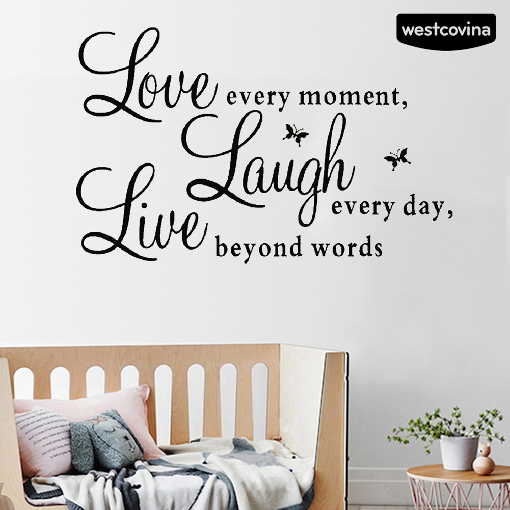 Miếng dán tường họa tiết chữ Love và bướm truyền cảm hứng trang trí cho nhà