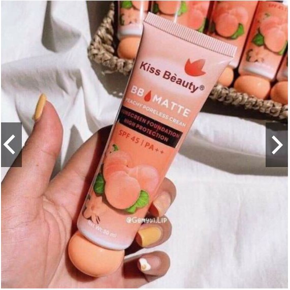 {HotTrend}Kem nền BB Cream đào 2in1 của Kiss Beauty (có chống nắng SPF45 và che khuyết điểm)_*Freeship**