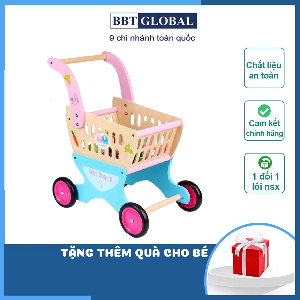 Đồ chơi xe đẩy siêu thị BBT Global cho bé bằng gỗ MSN17069