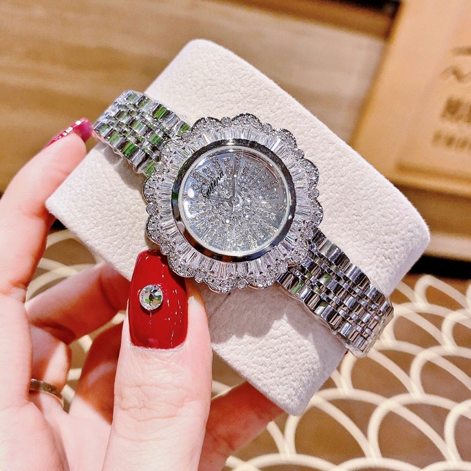 Đồng Hồ Nữ Gulena Bạc Mặt Hoa Chính Hãng 36mm