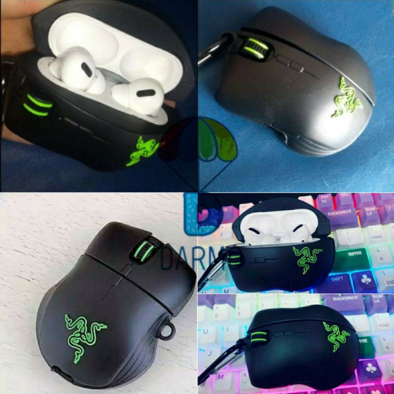 Case bảo vệ Airpods Pro/1/2 di chuột laptop màu đen / hồng Razer/ đầu usb