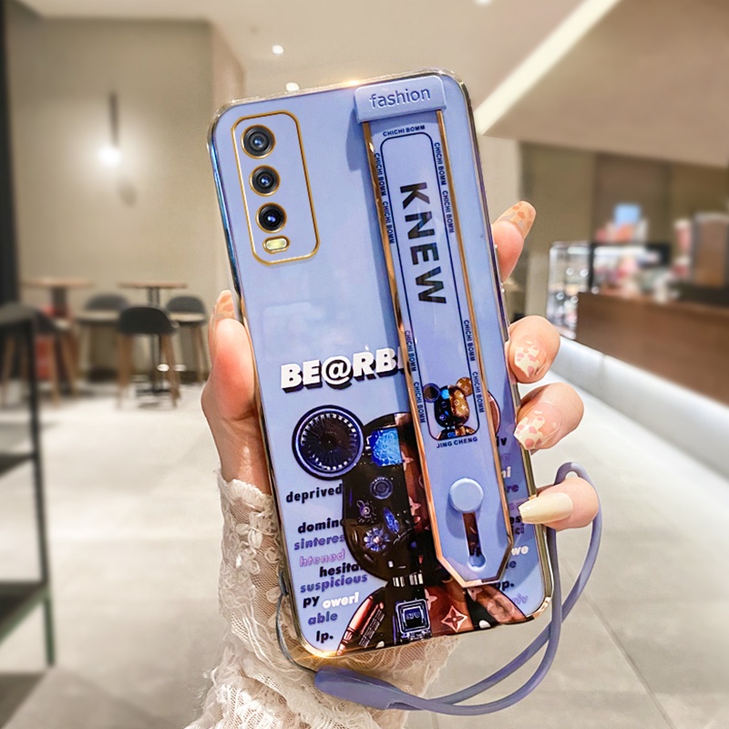 Ốp Điện Thoại In Hình Gấu Mạ Điện Kèm Dây Đeo Cho Vivo Y20 Y20i Y20S Y12S 2021 Y20S G Y20 2021 Y20A Y12A Vivo 2026